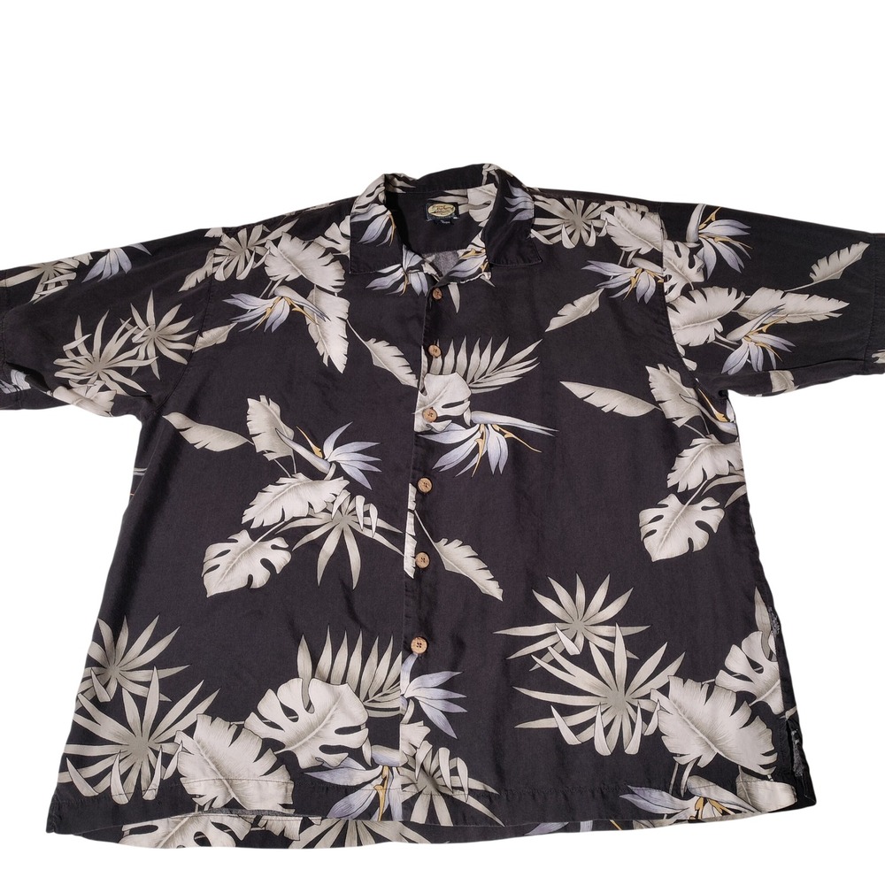 Tommy Bahama Mens XL Rayon Tropical Floral Camp Shirt Black - Imperfect